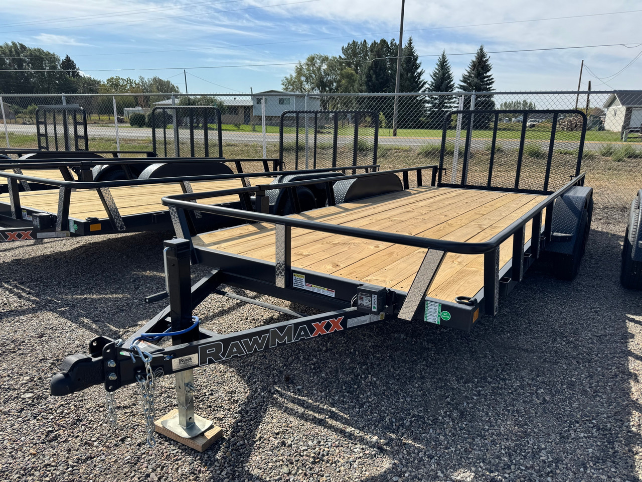Raw Maxx Trailers 2027 UTX 83"X16' Utility Trailer | Tandem Axle, 2" ROUND TUBE RAIL, 4' GATE WITH DOVETAIL, 8 PLY TIRES 7K