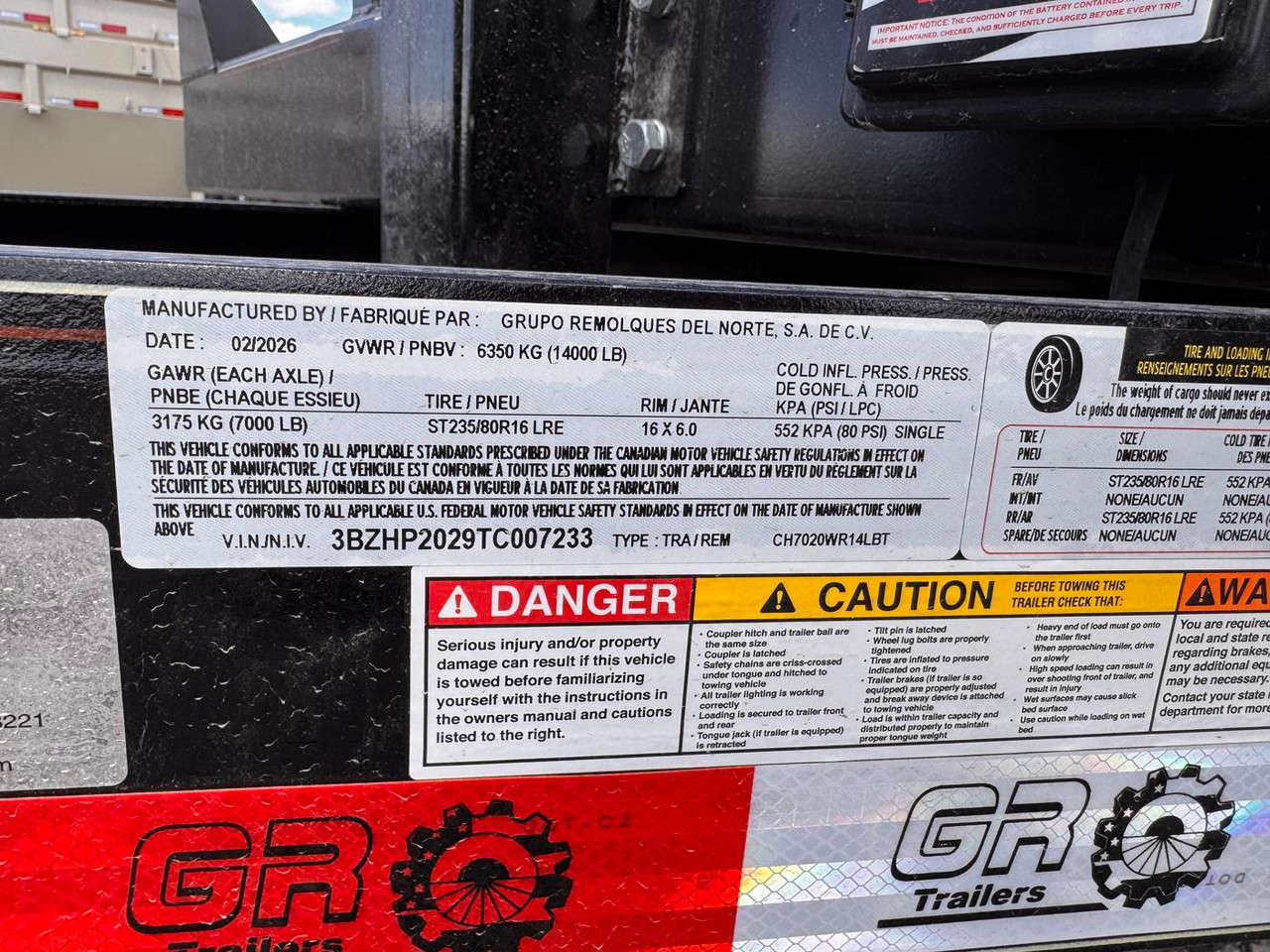 GR Trailers 2026 82"X20' Equipment Trailer | Tandem Axle 14K, 6" Channel Frame, Dovetail Deck, Slide In Ramps