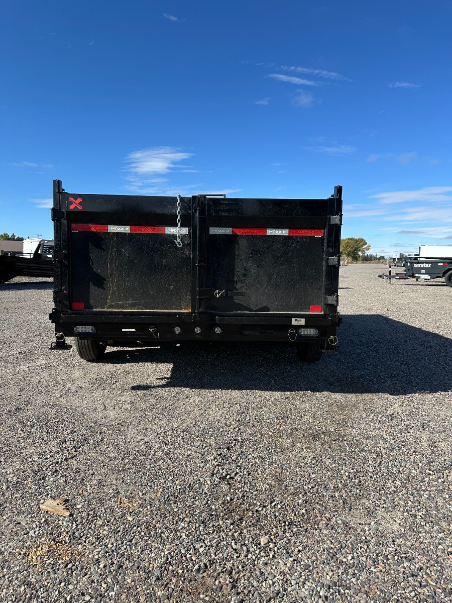 Maxx-D Trailers 2026 DJX 84"X14' Scissor Dump Trailer | Tandem Axle 16K, 2 Way Spreader, 36" Sides, Slide In Ramps, Tarp Kit, 12"OC Crossmembers, 7 Ga Floor, Wireless Remote