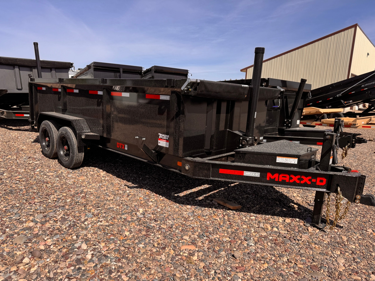 Maxx-D Trailers 2026 DTB 83"X16' Telescopic Dump Trailer | Tandem Axle 16K, 2 Way Spreader, 36" Sides, Slide In Ramps, Tarp Kit, 12"OC Crossmembers, 7 Ga Floor, Wireless Remote