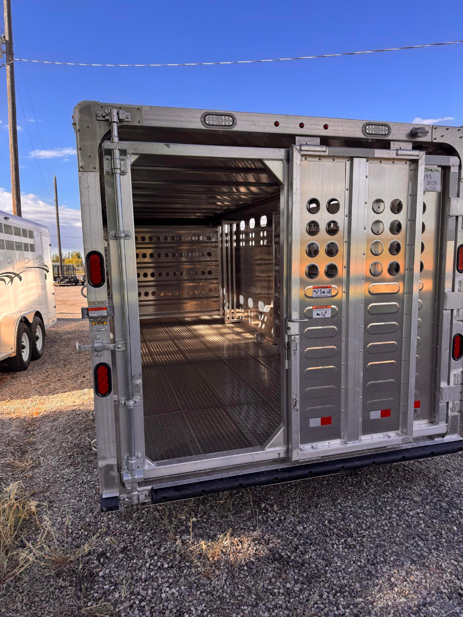Merritt Trailers 2026 PUNCHSIDE 96"X24' Stock Trailer | Tandem Axle 17K, Aluminum, 52" Driver Escape Door, 2 Center Gates, Spare Tire Mount and Spare Tire