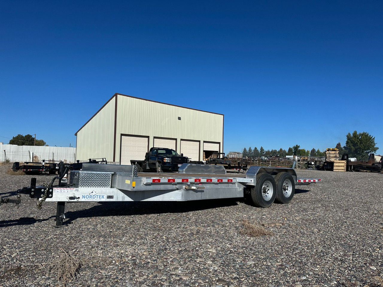 Nordtek Trailers 2025 82"X22' Aluminum Tilt Trailer | Tandem Axle 14K, All Aluminum, 16' Tilt, 6' Stationary, A-Frame Box, Aluminum Diamond Plate Fenders