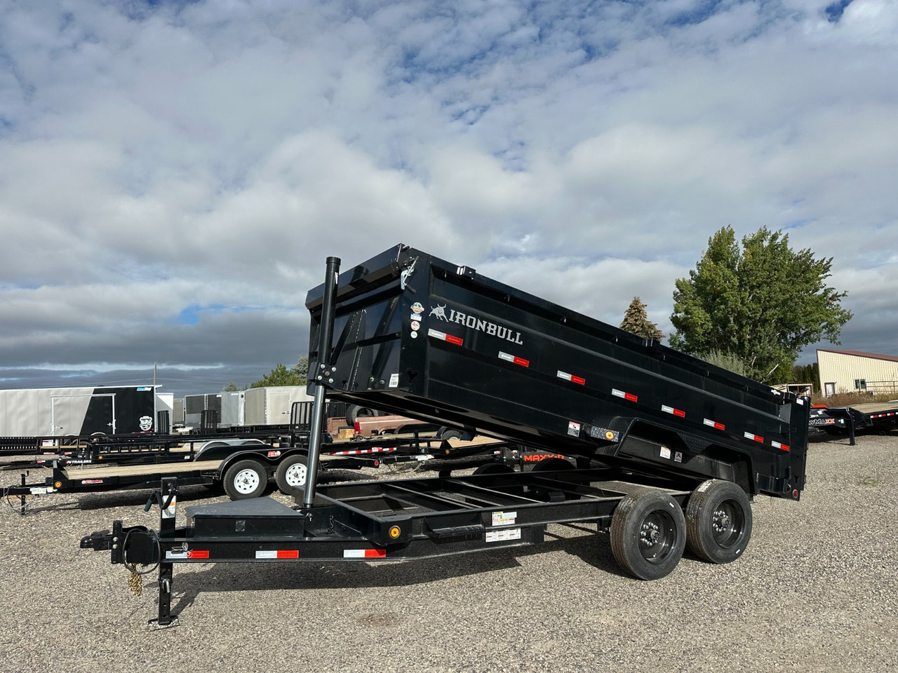 Iron Bull Trailers 2026 DTB 83"X16' Telescopic Dump Trailer | Tandem Axle 16K, 36" Sides, Slide In Ramps, Tarp Kit, XL Tongue Box, 2 Way Spreader Gate