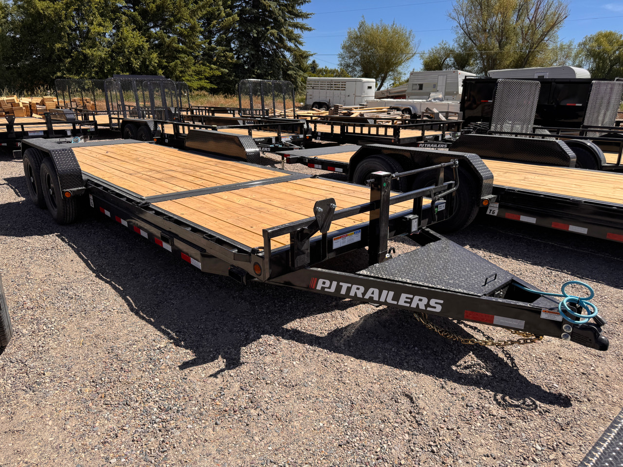 P.J. Trailers 2027 T6 83"X22' Car Hauler Gravity Tilt Trailer | Tandem Axle 14K, 16' Tilt Deck, 4' Stationary, Fork Holders, Torsion Axles, Locking Lid, Bolt On Steel Fenders