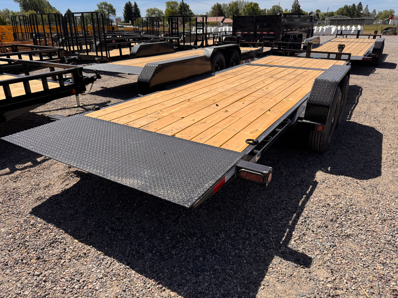 P.J. Trailers 2027 T6 83"X22' Car Hauler Gravity Tilt Trailer | Tandem Axle 14K, 16' Tilt Deck, 4' Stationary, Fork Holders, Torsion Axles, Locking Lid, Bolt On Steel Fenders