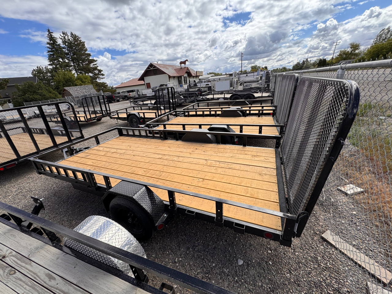 P.J. Trailers 2026 U7 77"X14' Utility Trailer | Single Axle 2.995K, 4' Spring Assisted Rampgate, ATV Side Load Ramps, Diamond Plate Steel Fenders, Ready Rail Channel Top Rails