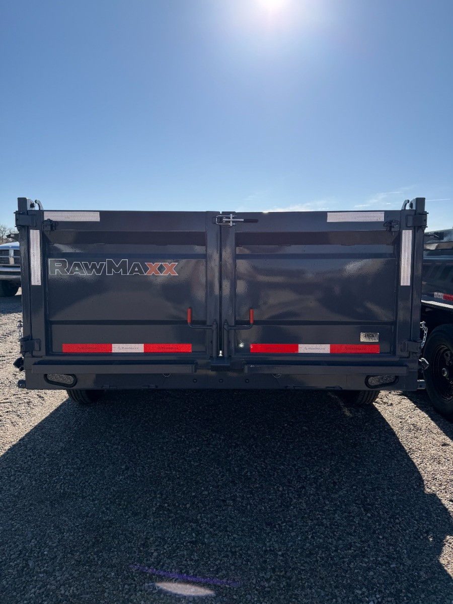 Raw Maxx Trailers 2026 LPX 83"X14' Scissor Dump Trailer | Tandem Axle 14K, 32" Sides, Slide In Ramps, Hydraulic Up/Down, Tarp Kit, 2 Way Spreader Gate