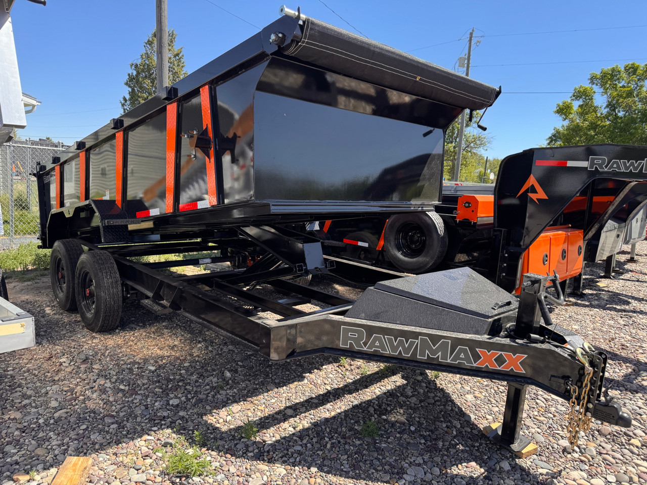 Raw Maxx Trailers 2026 LPX 83"X16' Scissor Dump Trailer | Tandem Axle 16K, 36" Sides, 8 Guage Floor, XL Tongue Box, Tarp Kit, 2 Way Spreader Gate, Slide In Ramps
