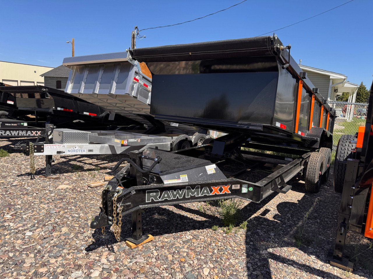 Raw Maxx Trailers 2026 LPX 83"X16' Scissor Dump Trailer | Tandem Axle 16K, 36" Sides, 8 Guage Floor, XL Tongue Box, Tarp Kit, 2 Way Spreader Gate, Slide In Ramps
