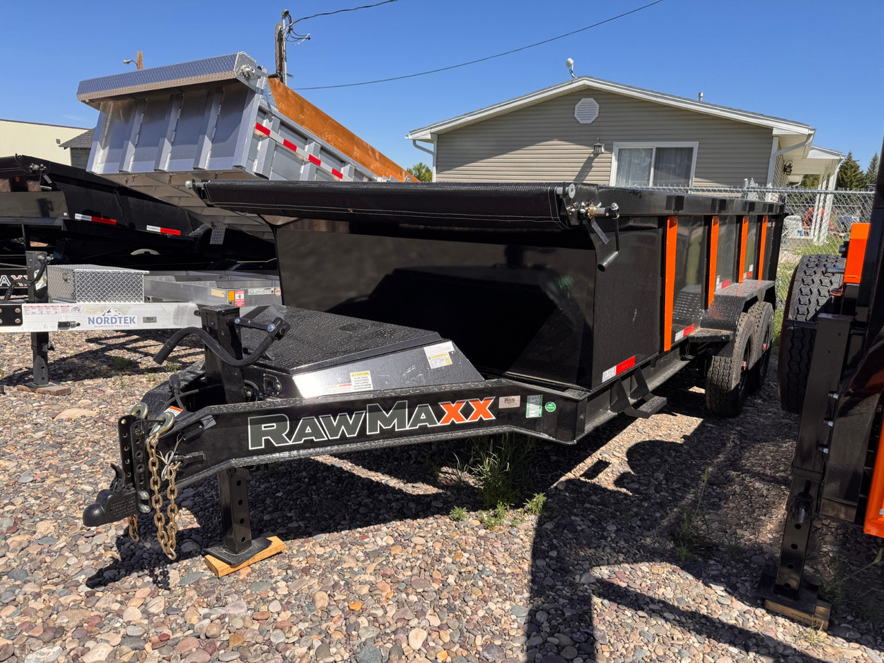 Raw Maxx Trailers 2026 LPX 83"X16' Scissor Dump Trailer | Tandem Axle 16K, 36" Sides, 8 Guage Floor, XL Tongue Box, Tarp Kit, 2 Way Spreader Gate, Slide In Ramps