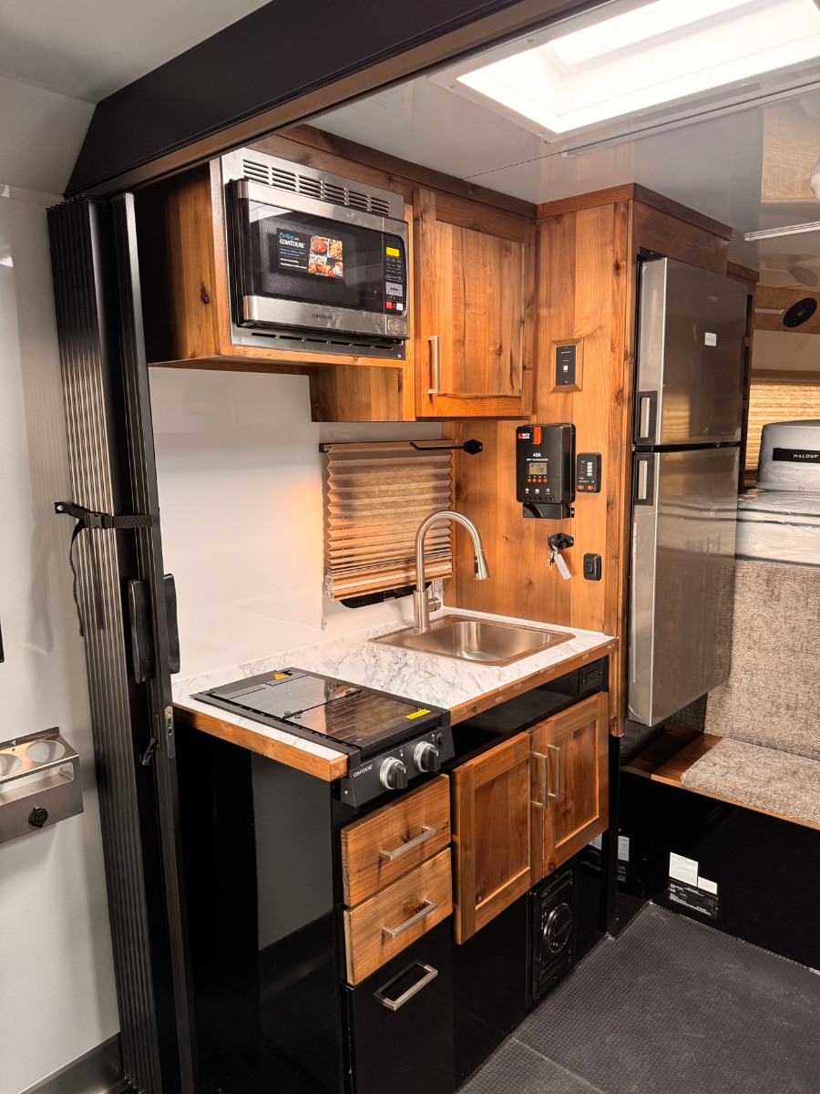 Trails West Trailers 2027 RPM FREERIDE 36' Powersports Trailer | Tandem Axle 18.667K, A/C Units, Boot Dryer, Insulated Floors, Heat Floors, Fuel Cell, Kitchen/Bathroom, Power Awning, Kicker System