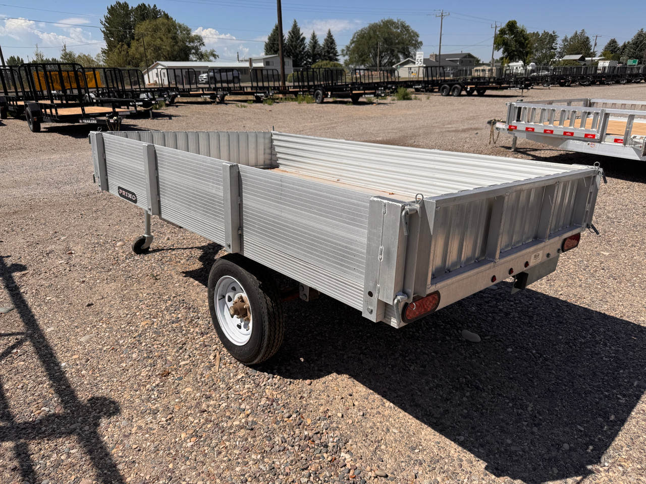 Primo Trailers 2024 54"X8' Single Ram Dump Trailer | Single Axle 2.7K, All Aluminum, Channel Tongue, Spare Tire, Spreader Gate