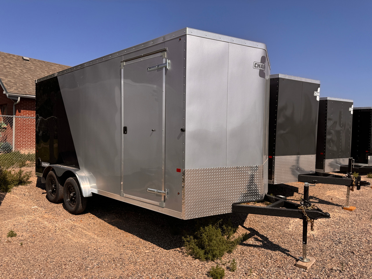 Charmac Trailers 2026 STEALTH 90"X16' V-Nose Cargo Trailer | Tandem Axle 7K, Rear Stablizing Jacks, 7' Tall, Rear Ramp Door, Rubber Diamond Plate Floor, White Interior