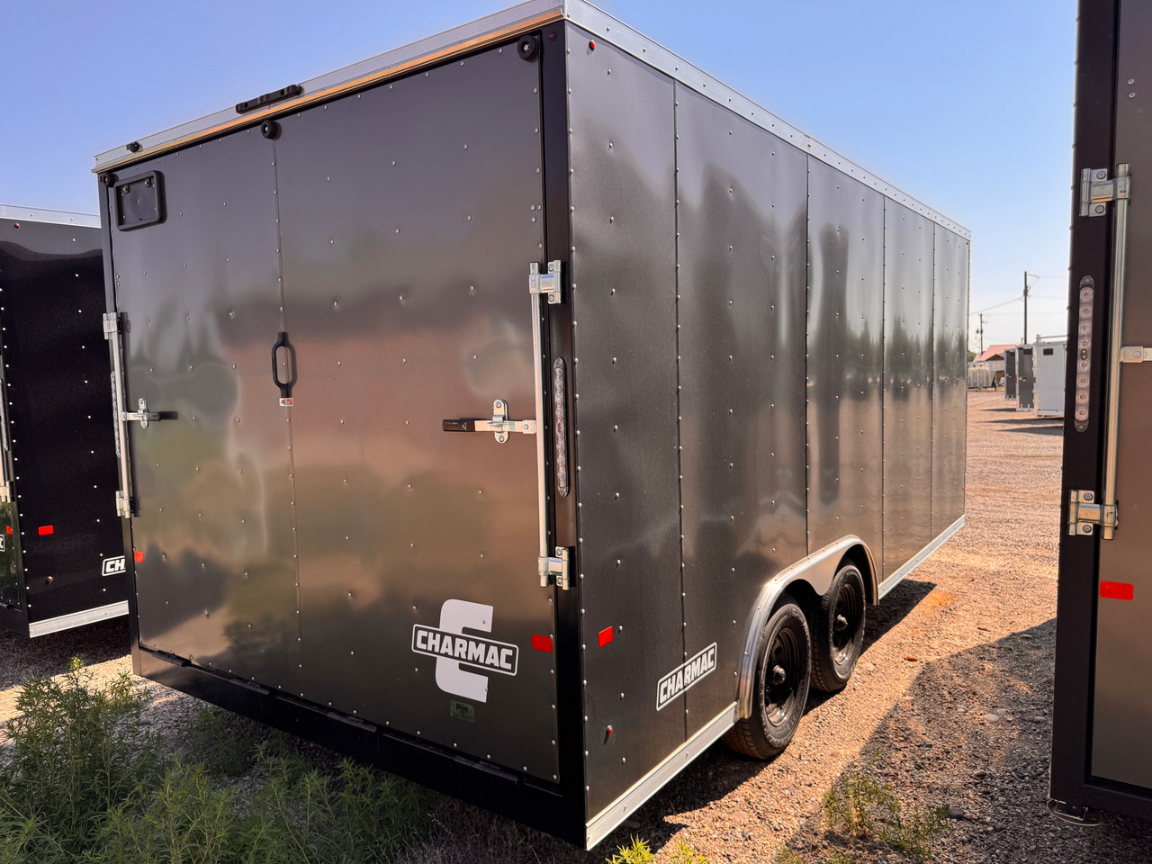 Charmac Trailers 2026 ATLAS 100"X18' V-Nose Cargo Trailer | Tandem Axle 9.99K, 7' Tall, Spring Axles, Rear Ramp Door, Driver Side Access Door,