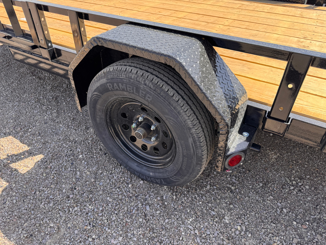 P.J. Trailers 2026 U8 83"X14' Utility Trailer | Single Axle 3.5K, ATV Side Ramps, Steel Diamond Plate Fenders 4" Spring Assisted Rar Rampgate