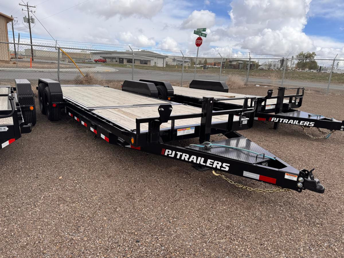 P.J. Trailers 2025 T6 83"X22' Equipment Tilt Trailer | Tandem Axle 14K, Torsion Axles, 6' Stationary + 16' Tilt, Fork Holders