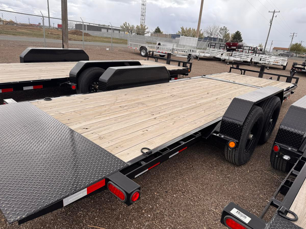 P.J. Trailers 2025 T6 83"X22' Equipment Tilt Trailer | Tandem Axle 14K, Torsion Axles, 6' Stationary + 16' Tilt, Fork Holders