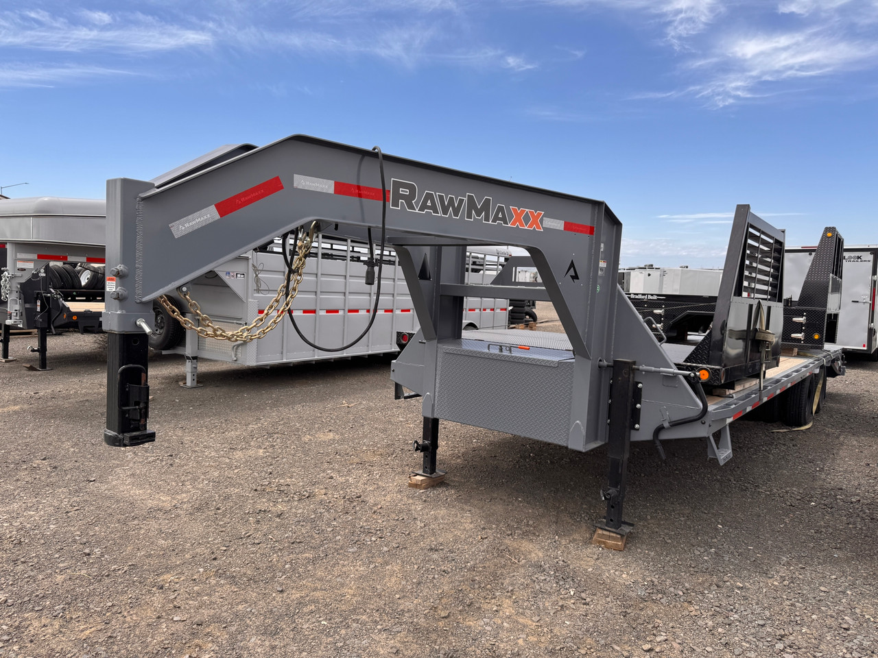 Raw Maxx Trailers 2025 FDX 102"X28' Flatbed Trailer | Tandem Axle 24K, Dual Tires, 5' Dove Wit Maxx Ramps, 12K Jacks