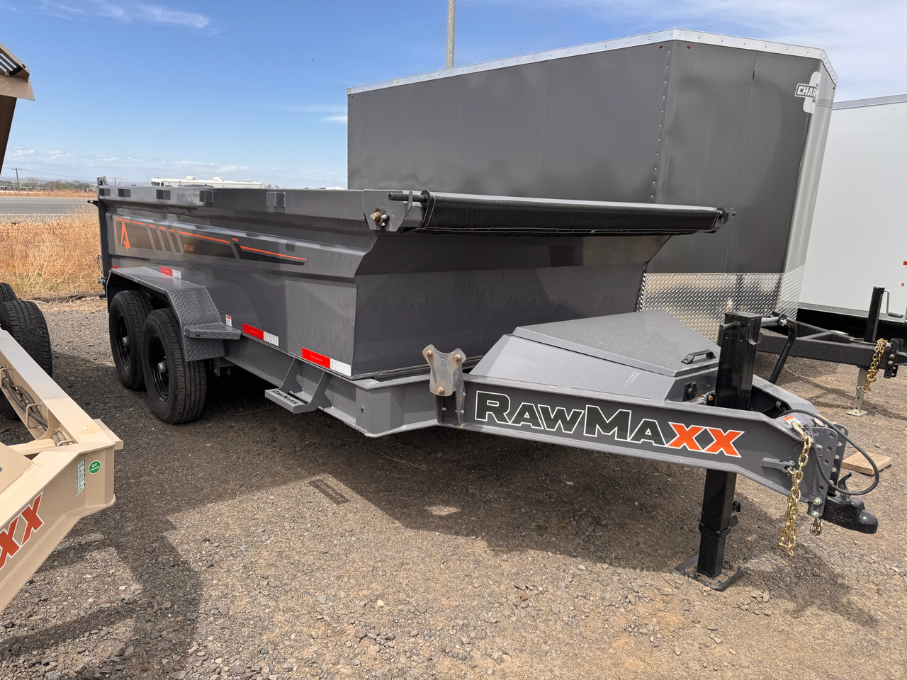 Raw Maxx Trailers 2026 GDX 83"X14' Scissor Dump Trailer | Tandem Axle 14K, Knight Dump, 32" Sides, Slide In Ramps, Hydraulic Scissor Up/Down