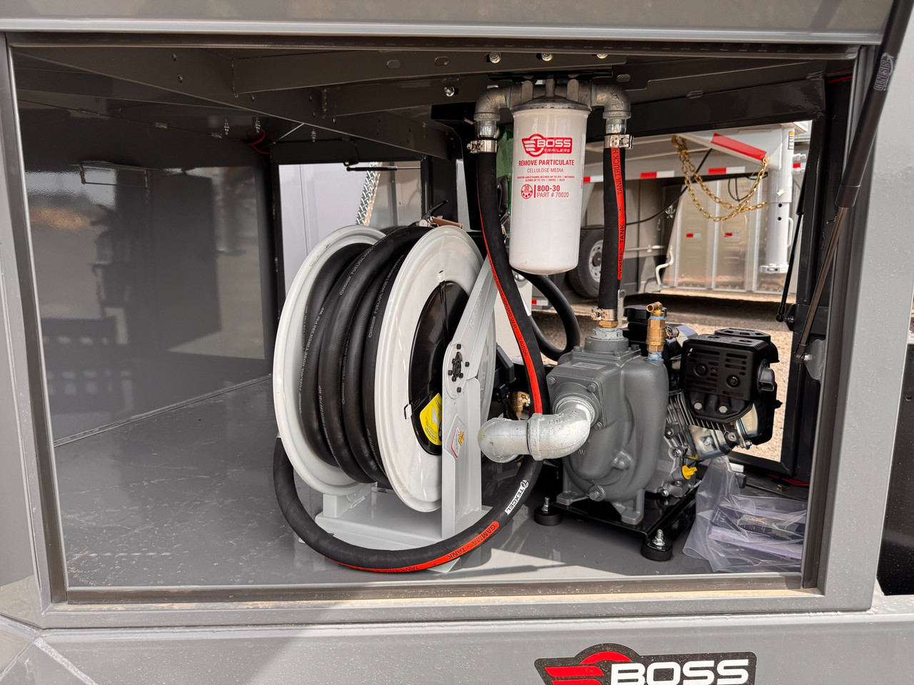 Boss Trailers 2026 660 Gallon Refueling Trailer | Tandem Axle 12K, 660 Gallon Multi-tank, 30 GPM Electric Start Gas Pump, Front/Rear Enclosure, 35' Hose Real, Flow Meter (DOT Legal)