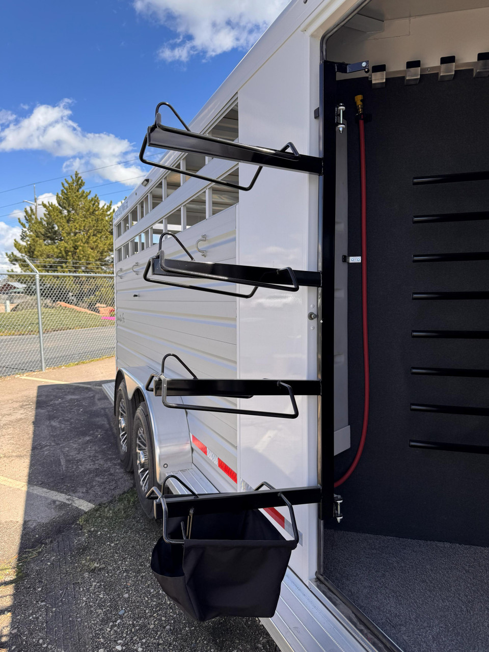 Trails West Trailers 2024 SANTA FE SUPER TACK 24' Stock Combo Trailer | Tandem Axle 18.667K, Convenience Package, Rear Slider