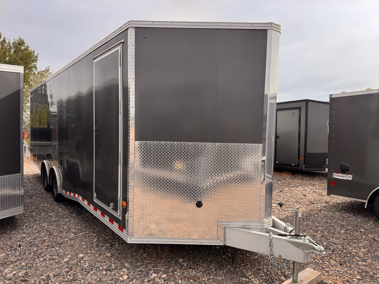 Alcom Trailers 2022 STEALTH 96"X26' Car Hauler Cargo Trailer | Tandem Axle 9.99K, Tread Brite, Rear Door Ramp, Spoiler, Passenger Side Access Door, Slightly Used