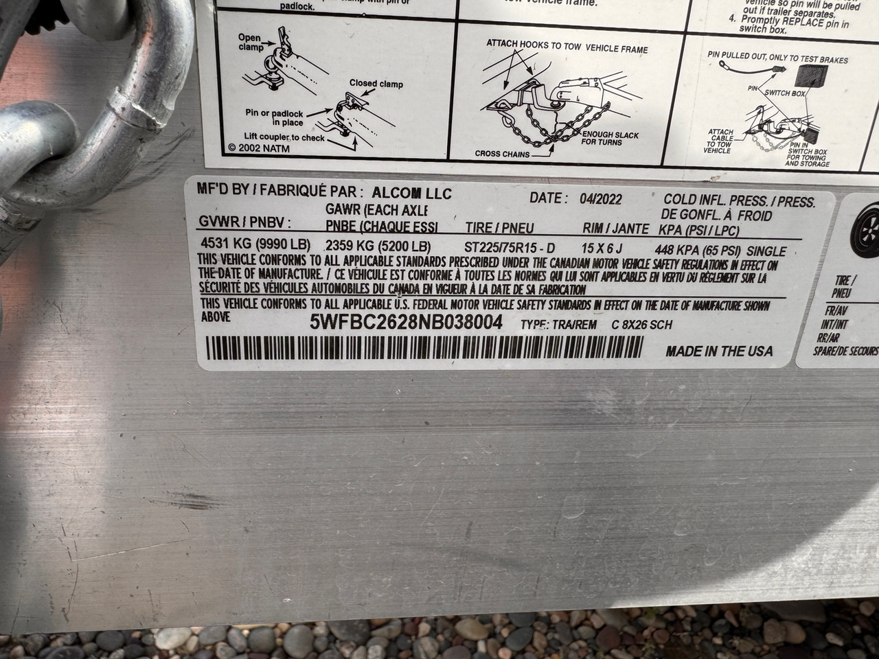 Alcom Trailers 2022 STEALTH 96"X26' Car Hauler Cargo Trailer | Tandem Axle 9.99K, Tread Brite, Rear Door Ramp, Spoiler, Passenger Side Access Door, Slightly Used