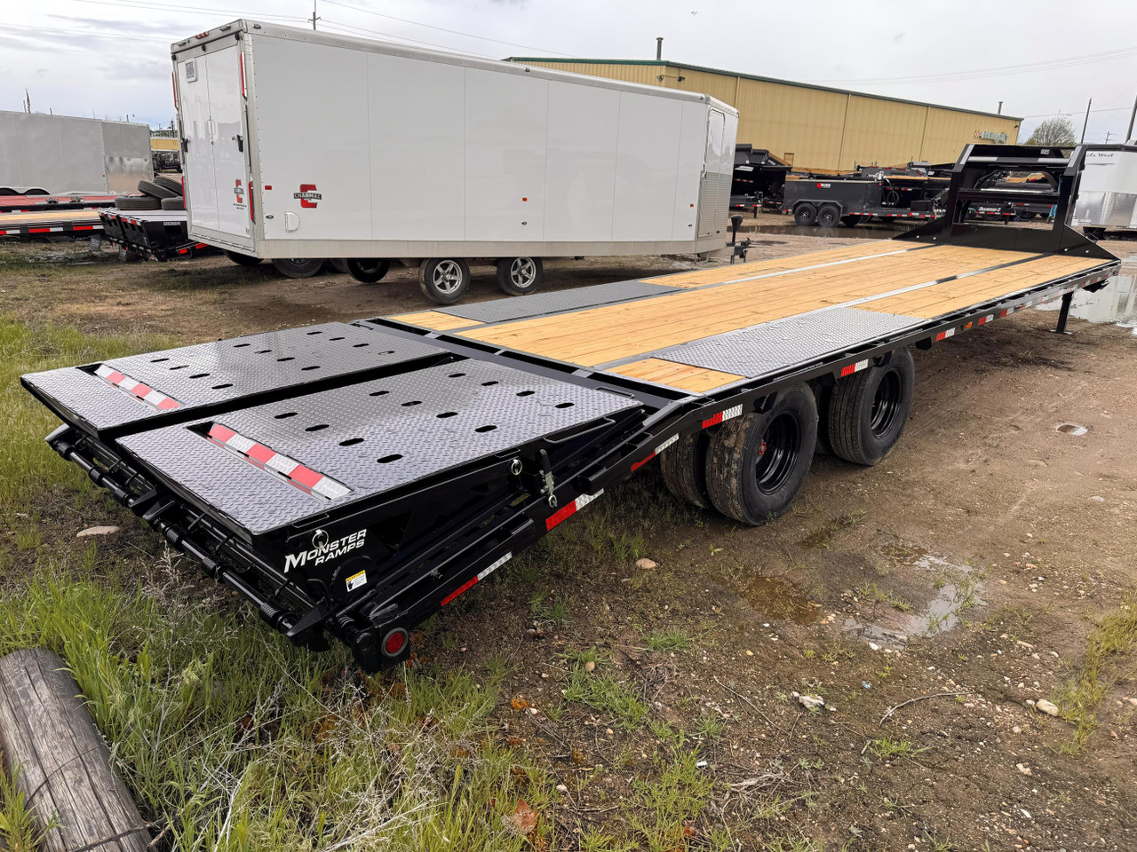 P.J. Trailers 2026 LD 30' Flatbed Trailer | Tandem Axle 14K, Dual Tires, Monster Ramps, Winch Plate, 14 Ply Tires