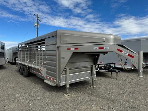 GR Trailers 2027 82"X24' Stock Combo Trailer | 6'8X24 STOCK COMBO, SMOOTH RUBBER FLOOR, 4' DOUBLE DOOR STRAIGHT TACK, SWING SADDLE RACK, 48" ESCAPE 14K