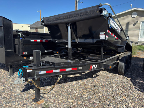 P.J. Trailers 2027 DT 83"X14' Telescopic Dump Trailer | Tandem Axle 14K, Low Profile, 24" Sides, 7ga Floors, Hydraulic Jack, Solar Charger