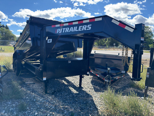 P.J. Trailers 2027 DE 83"X16' Low Profile Dump Trailer | Tandem Axle 20K, 10K MANUAL JACKS, Scissor Lift, 7ga Floor, Tarp Kit, Slide In Ramps, Torsion Axles
