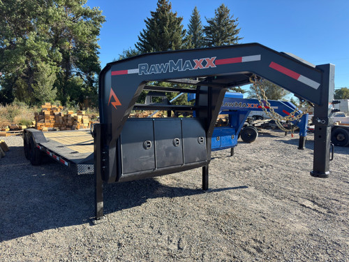 Raw Maxx Trailers 2027 GTX 100"X24' Car Hauler Tilt Trailer | Tandem Axle 20K, Drive Over Fenders, Full Width Tongue Storage Cabinet, Deck Storage Cabinet, Winch Plate and Roller, Spare Tire Mount