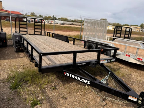 P.J. Trailers 2025 UL 83"X22' Utility Trailer | Tandem Axle 9.899K, HD Rampgate, Fenders, Square Tube Rails, 12" OC Crossmembers, Dovetail