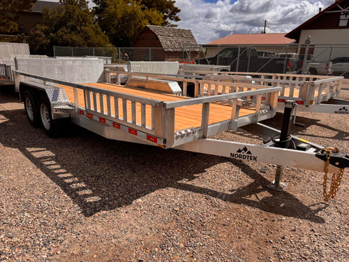 Nordtek Trailers 2026 UT 82"X16' Utility Trailer | Tandem Axle 7K, Bi-Fold Rear Gate, Wood Deck, Open Sides, Brakes Both Axles, ATV Side Load Ramps