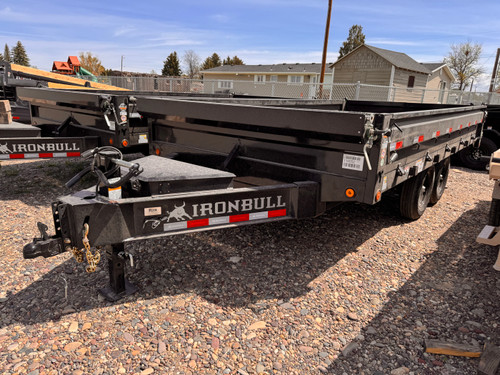 Iron Bull Trailers 2026 DDP 96"X16' Deckover Dump Trailer | Tandem Axle 14K, 18" Fold Down Sides, Aluminum Ramps, Tarp Kit, Spare Mount