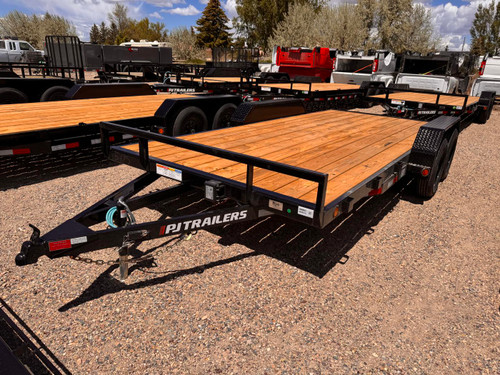 P.J. Trailers 2026 C4 16' Car Hauler Trailer | Tandem Axle 7K, Flatdeck, Slide In Ramps, Bolt On Diamond Plate Steel Fenders