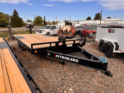 P.J. Trailers 2027 F8 20' Deckover Flatbed | Tandem Axle 14K, Extended Tongue, Open Storage Tray, Slide In Ramps, Straight Deck