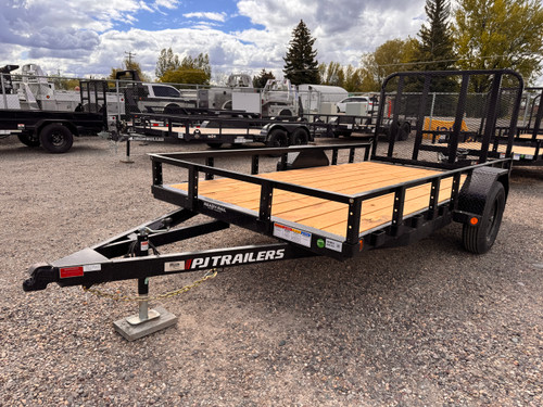 P.J. Trailers 2026 U2 72"X12' Utility Trailer | Single Axle 2.995K, 4' Spring Assisted Rampgate, Bolt On Steel Fenders, Ready Rail Channel Top Rails