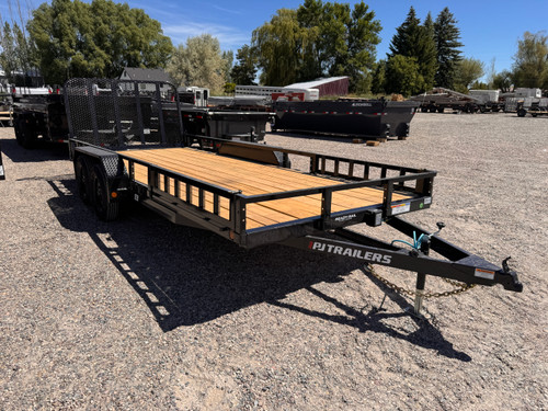 P.J. Trailers 2027 UL 83"X18' Utility Trailer | Tandem Axle 7K, 4' Rear Rampgate, ATV Side Load Ramps, Diamond Plate Steel Fenders, Ready Rail Channel Top Rails