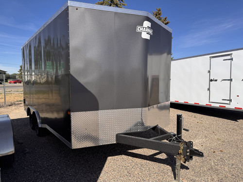 Charmac Trailers 2026 STEALTH 100"X16' V-Nose Cargo Trailer | Tandem Axle 7K, Rubber Diamond Plate Floor, Torsion Axles, White Interior, Rear Ramp Door, Driver Side Access Door