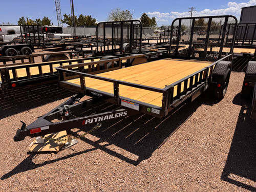 P.J. Trailers 2026 U7 77"X14' Utility Trailer | Single Axle 2.995K, ATV Side Ramps, Steel Diamond Plate Fenders 4" Spring Assisted Rar Rampgate