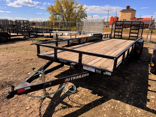 P.J. Trailers 2025 UL 83"X22' Utility Trailer | Tandem Axle 7K, HD Rampgate, Diamond Plate Fenders, Square Tube Rails, 12" OC Crossmembers, Dovetail