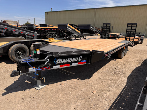 Diamond C Trailers 2026 DEC207 102"X20' Flatbed Trailer | Tandem Axle 15.5K, 2 Speed Jack, 5' Dove Tail, Flip Up Knee Ramps