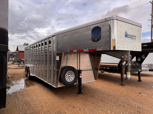 Merritt Trailers 2027 84"X24' Stock Trailer | Tandem Axle 15K, 2 Gates All Aluminum Body, Combo Swing Gate With Slider, Escape Door
