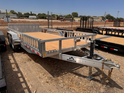 Nordtek Trailers 2026 82"X16' Utility Trailer | Tandem Axle 7K, Wood Deck, Brakes Both Axles, Side Load ATV Ramps, Bi-Fold Gate