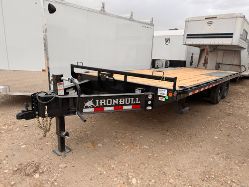 Iron Bull Trailers 2026 FDP 102"X20' Deckover Flatbed | Tandem Axle 14K, 10" I-Beam, Slide In Ramps, 10,000Lb Jack