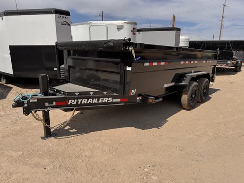 P.J. Trailers 2027 DM 83"X16' Scissor Dump Trailer | Tandem Axle 14K, 36" Sides, Hydraulic Jack