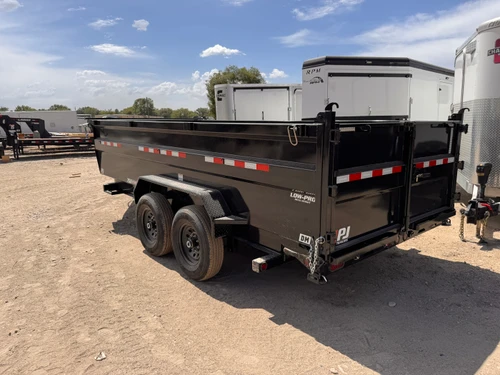 P.J. Trailers 2027 DM 83"X16' Scissor Dump Trailer | Tandem Axle 14K, 36" Sides, Hydraulic Jack