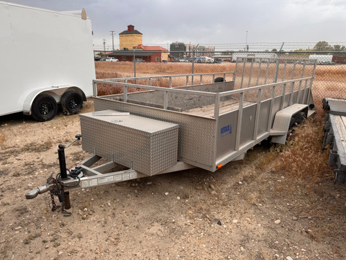 C&B Trailers 2003 84"X16' Landscape Utility Trailer | Tandem Axle, Aluminum, Enclosed Sides, Tongue Storage Box, Rear Ramp Gate