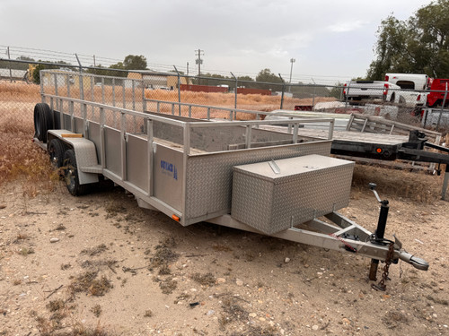 C&B Trailers 2003 84"X16' Landscape Utility Trailer | Tandem Axle, Aluminum, Enclosed Sides, Tongue Storage Box, Rear Ramp Gate